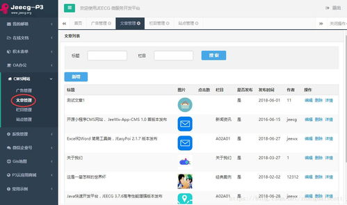 建站神器 cms網站插件 jeecg p3 biz cms 發布